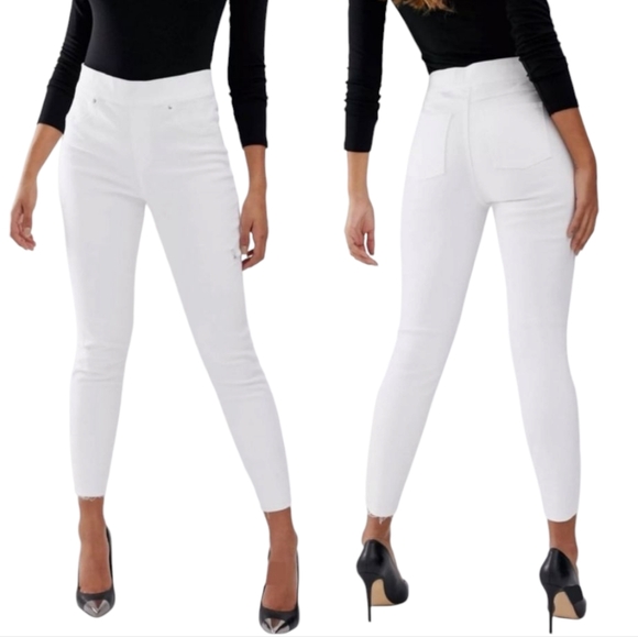 NWT SPANX Distressed White Skinny Ankle Frayed Cuff Jeans S Small New with Tag - Picture 9 of 11